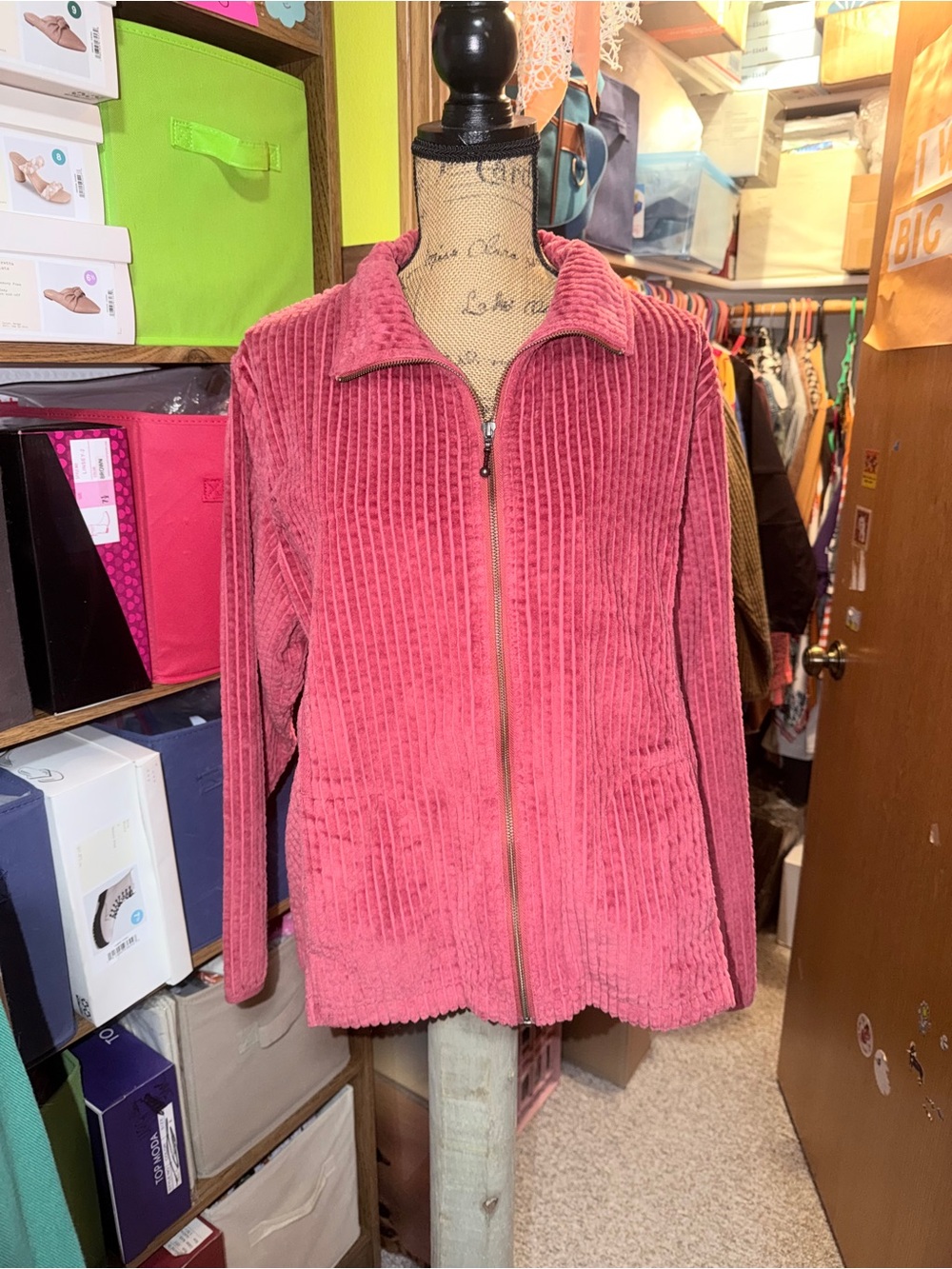 Woolrich Red ❤️Ribbed Zip-Up Teddy Jacket